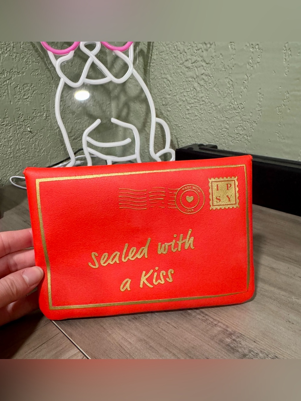 ipsy Red Cosmetic Pouch Sealed With a Kiss